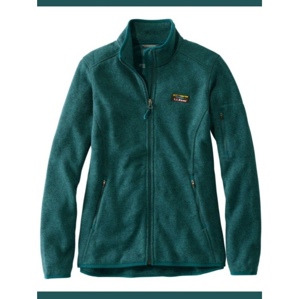 L.L.Bean Sweater Fleece Full-Zip Jacket In Green - Picture 1 of 11